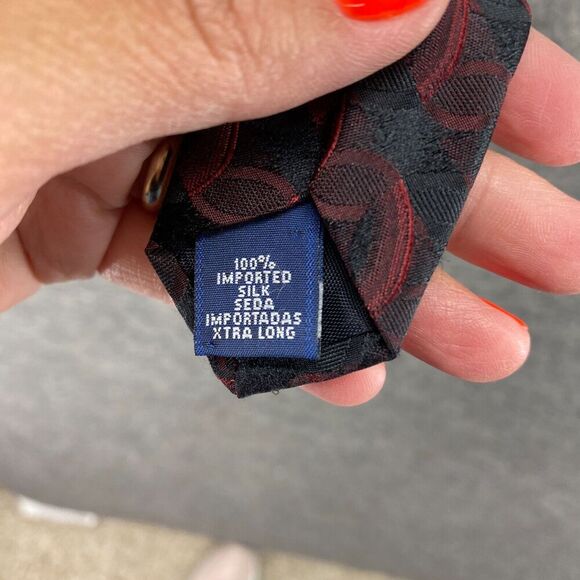 Villa Bugatti Tie Men XL Black Geometric Classic Adjustable Designer Silk Casual - Picture 4 of 5